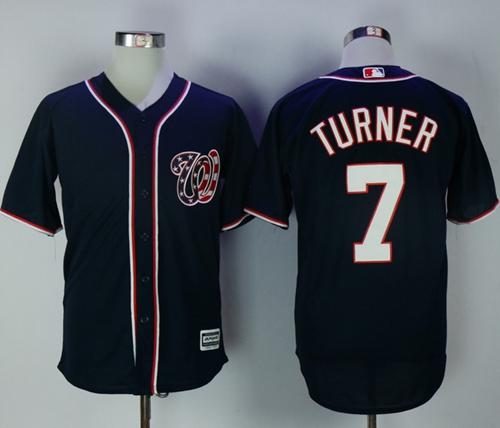 Nationals #7 Trea Turner Navy Blue New Cool Base Stitched MLB Jersey - Click Image to Close